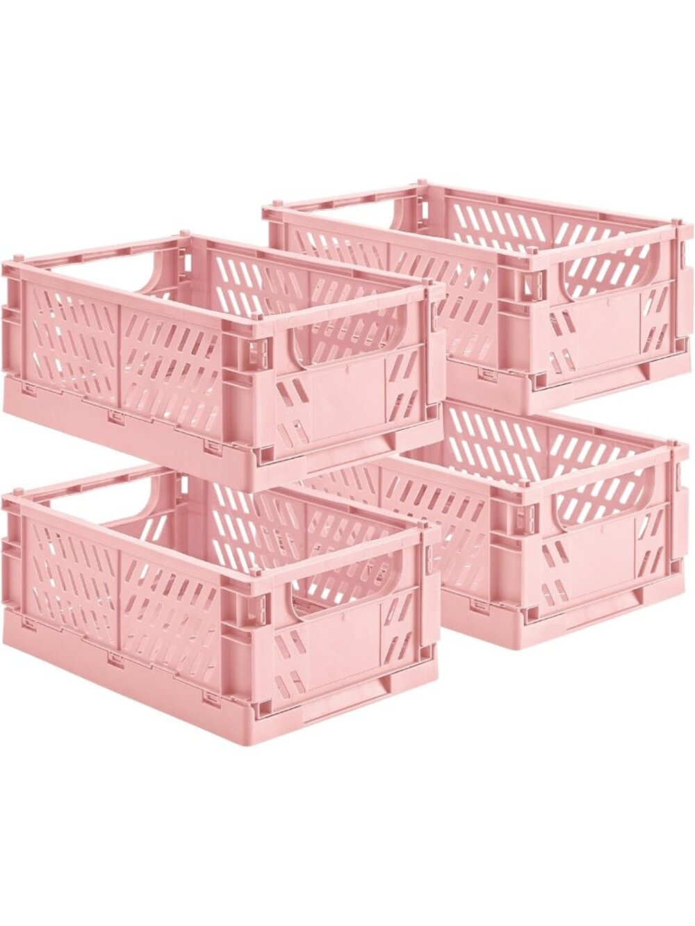 4-Pack Collapsible Pastel Storage Baskets - Mini Organizing Bins for Home